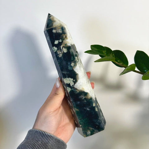 Statement Moss Agate Tower C2 34 - Kenna's Crystals from TikTok