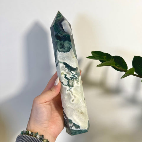 Statement Moss Agate Tower C2 39 - Kenna's Crystals from TikTok