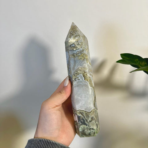 Statement Moss Agate Tower C2 55 - Kenna's Crystals from TikTok