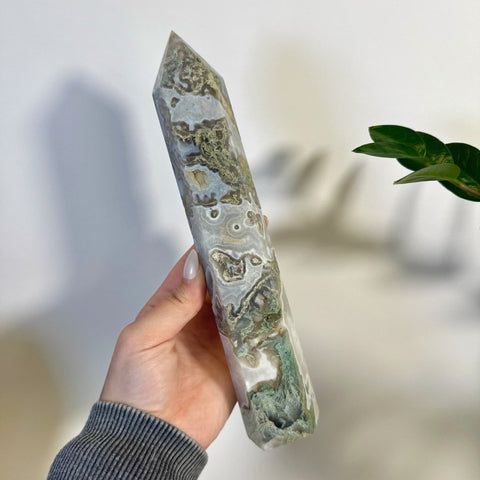 Statement Moss Agate Tower C2 45 - Kenna's Crystals from TikTok