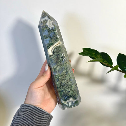 Statement Moss Agate Tower C2 32 - Kenna's Crystals from TikTok