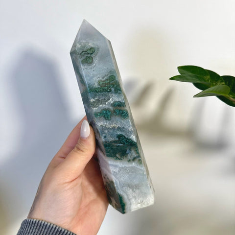 Statement Moss Agate Tower C2 44 - Kenna's Crystals from TikTok