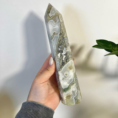 Statement Moss Agate Tower C2 47 - Kenna's Crystals from TikTok