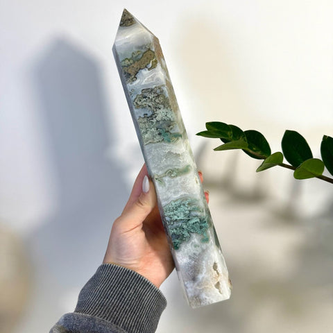 Statement Moss Agate Tower C2 30 - Kenna's Crystals from TikTok