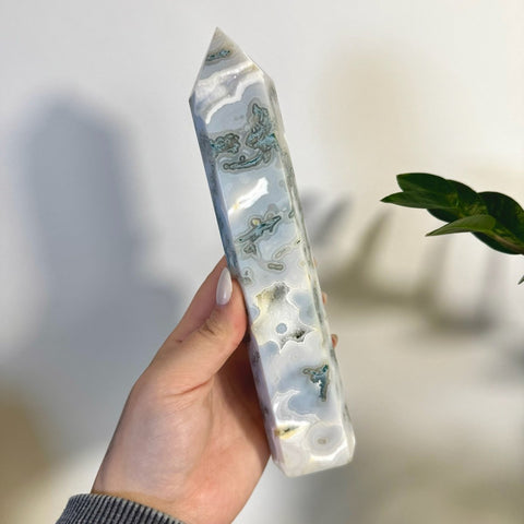 Statement Moss Agate Tower C2 54 - Kenna's Crystals from TikTok