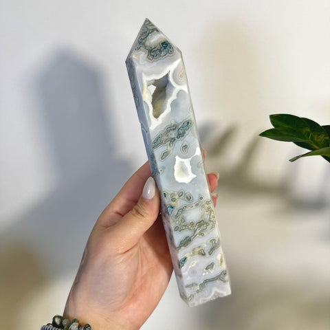 Statement Moss Agate Tower C2 50 - Kenna's Crystals from TikTok