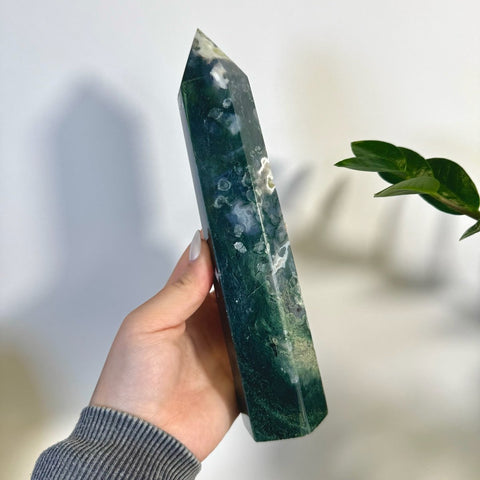 Statement Moss Agate Tower C2 42 - Kenna's Crystals from TikTok