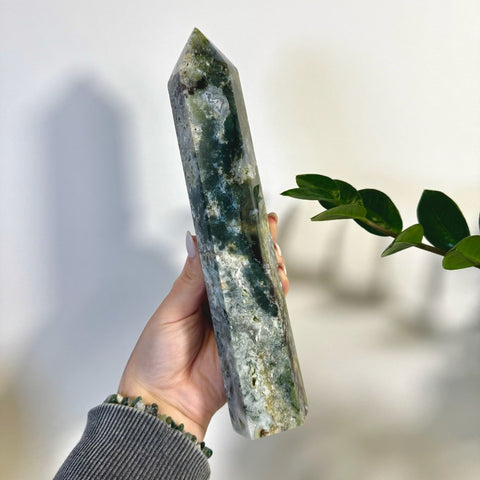 Statement Moss Agate Tower C2 37 - Kenna's Crystals from TikTok