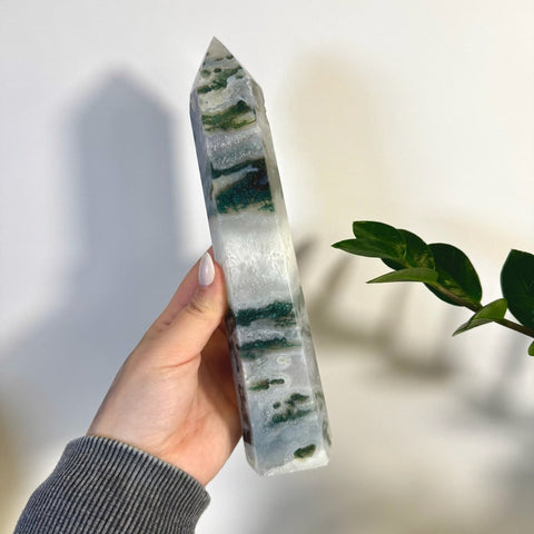 Statement Moss Agate Tower C2 35 - Kenna's Crystals from TikTok