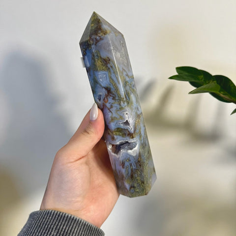 Statement Moss Agate Tower C2 57 - Kenna's Crystals from TikTok