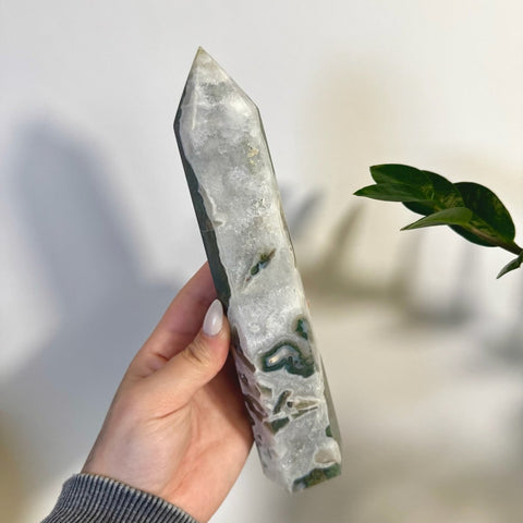 Statement Moss Agate Tower C2 46 - Kenna's Crystals from TikTok
