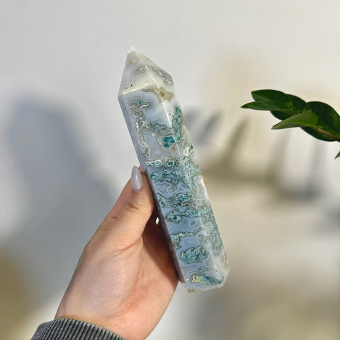 Statement Moss Agate Tower D2 60 - Kenna's Crystals from TikTok
