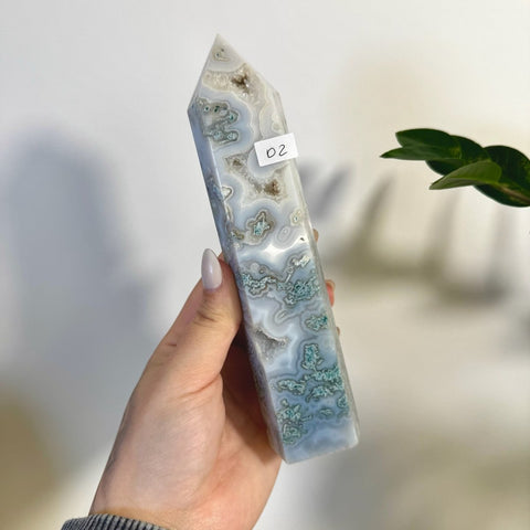 Statement Moss Agate Tower D2 59 - Kenna's Crystals from TikTok