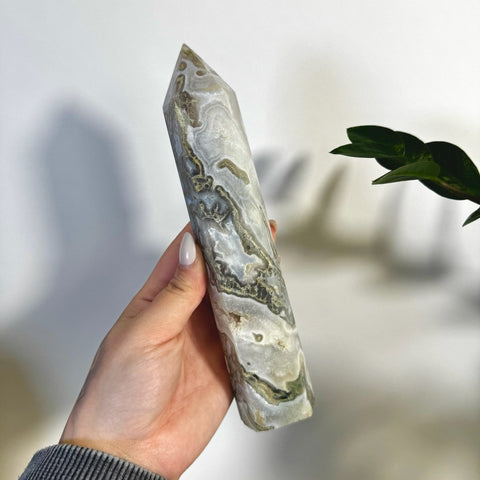 Statement Moss Agate Tower F2 64 - Kenna's Crystals from TikTok