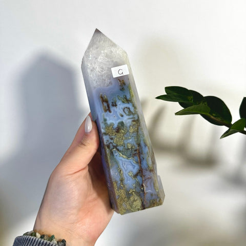 Statement Moss Agate Tower G 7 - Kenna's Crystals from TikTok