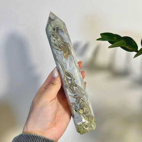 Statement Moss Agate Tower G2 66 - Kenna's Crystals from TikTok