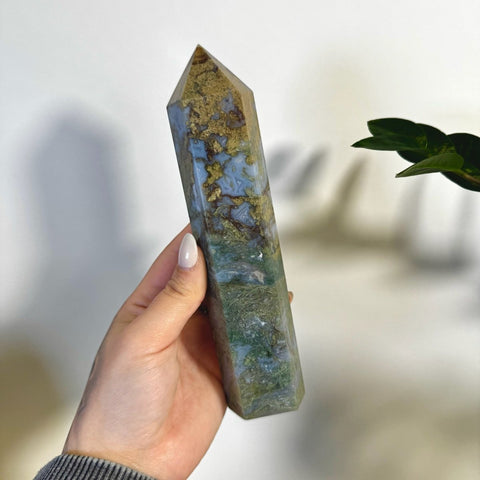 Statement Moss Agate Tower H2 68 - Kenna's Crystals from TikTok