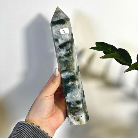 Statement Moss Agate Tower I 9 - Kenna's Crystals from TikTok