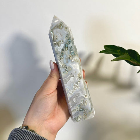 Statement Moss Agate Tower I2 70 - Kenna's Crystals from TikTok