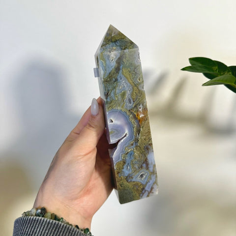 Statement Moss Agate Tower J2 72 - Kenna's Crystals from TikTok