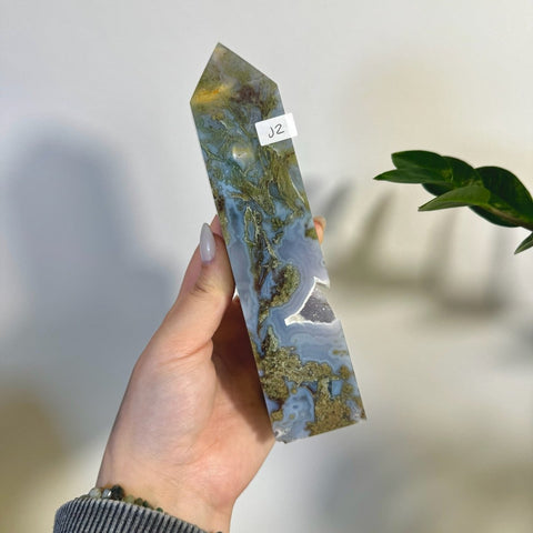 Statement Moss Agate Tower J2 71 - Kenna's Crystals from TikTok