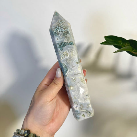 Statement Moss Agate Tower M2 78 - Kenna's Crystals from TikTok