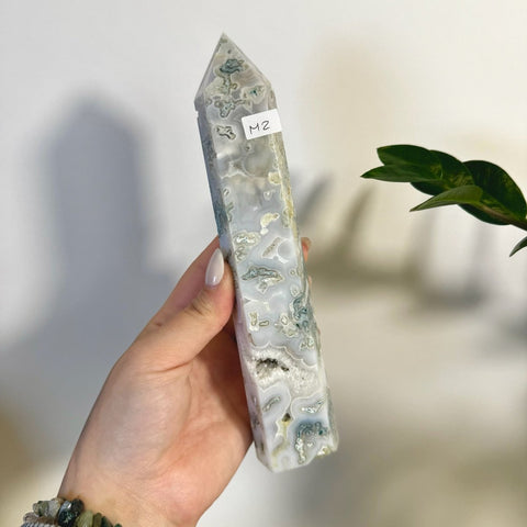 Statement Moss Agate Tower M2 77 - Kenna's Crystals from TikTok