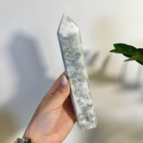 Statement Moss Agate Tower N2 80 - Kenna's Crystals from TikTok