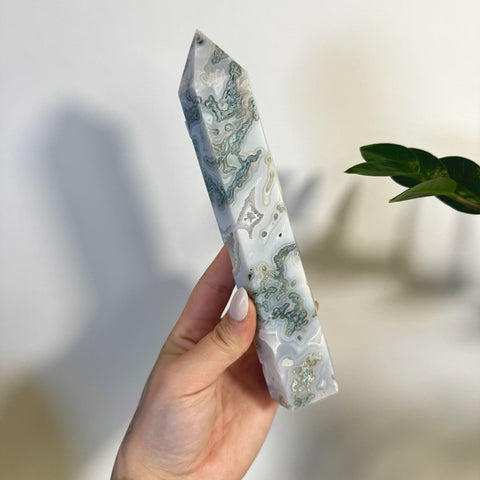 Statement Moss Agate Tower Q2 86 - Kenna's Crystals from TikTok