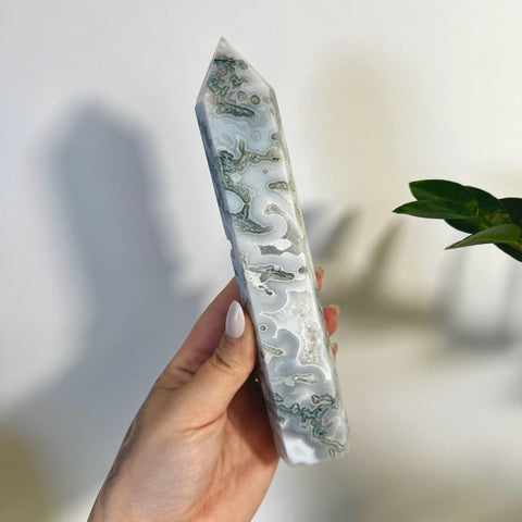 Statement Moss Agate Tower R2 88 - Kenna's Crystals from TikTok
