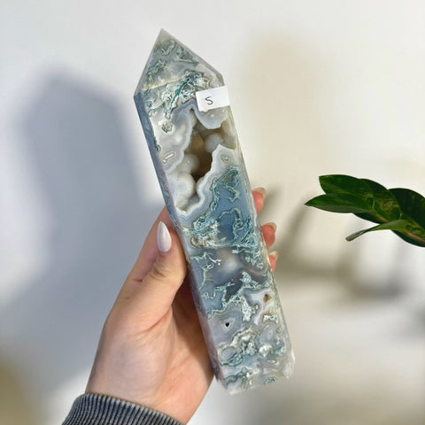 Statement Moss Agate Tower S 19 - Kenna's Crystals from TikTok