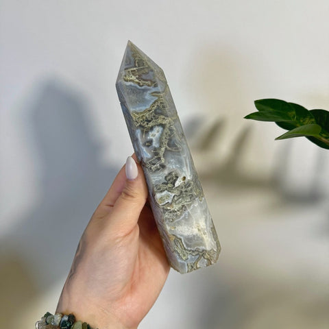 Statement Moss Agate Tower S2 90 - Kenna's Crystals from TikTok