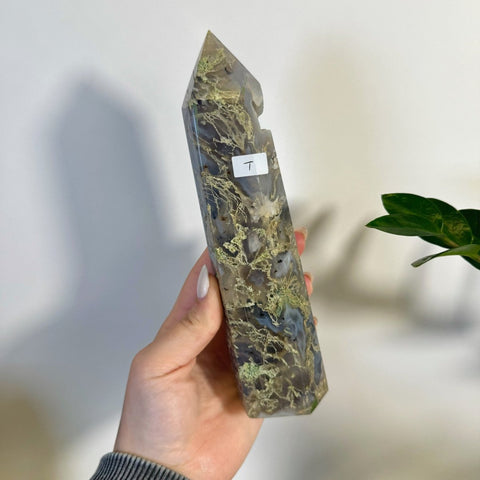 Statement Moss Agate Tower T 20 - Kenna's Crystals from TikTok