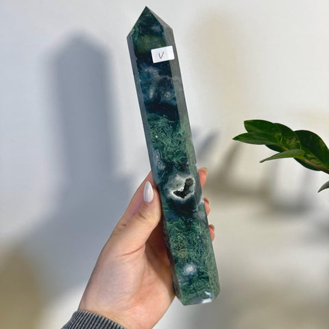 Statement Moss Agate Tower V 22 - Kenna's Crystals from TikTok