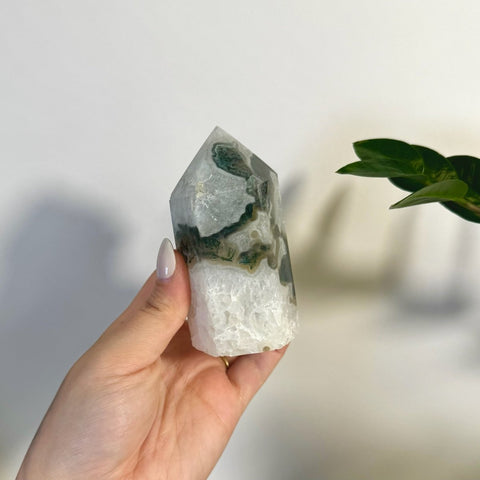 Statement Moss Agate Tower V2 96 - Kenna's Crystals from TikTok