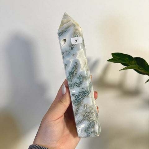Statement Moss Agate Tower X 24 - Kenna's Crystals from TikTok