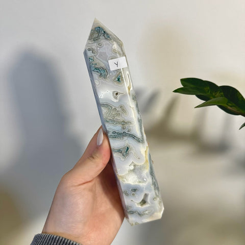 Statement Moss Agate Tower Y 25 - Kenna's Crystals from TikTok