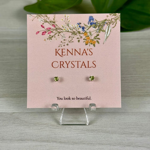 Sterling Silver Birth Stone Stud Earrings August - Peridot 8 - Kenna's Crystals from TikTok