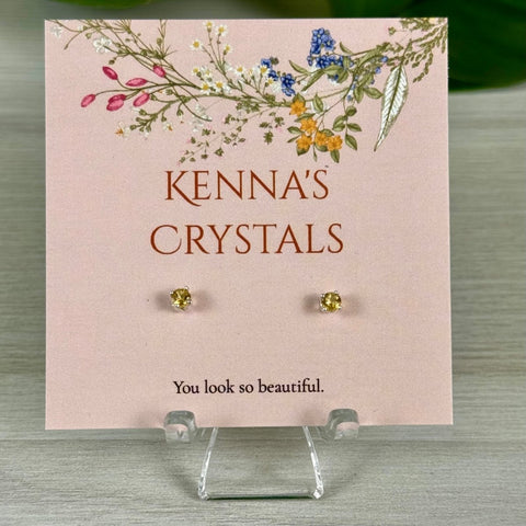 Sterling Silver Birth Stone Stud Earrings November - Citrine 11 - Kenna's Crystals from TikTok