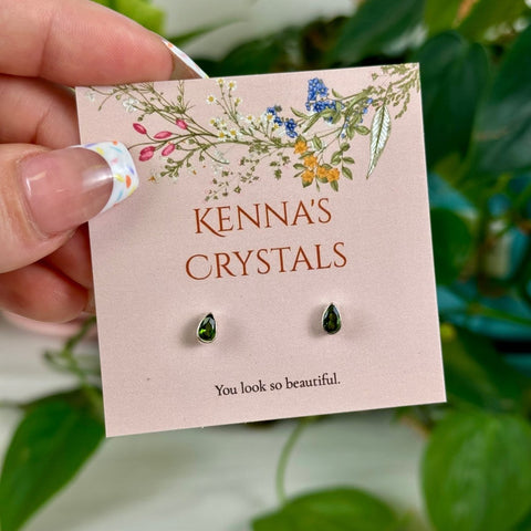 Sterling Silver Chrome Diopside Stud Earrings 1 - Kenna's Crystals from TikTok
