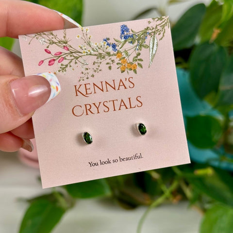 Sterling Silver Chrome Diopside Stud Earrings 2 - Kenna's Crystals from TikTok