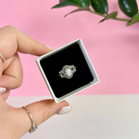 Sterling Silver Dendritic Opal Ring - Size 9