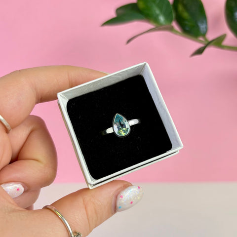 Sterling Silver Faceted Blue Topaz Ring