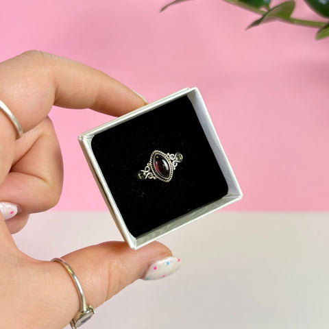 Sterling Silver Garnet Ring