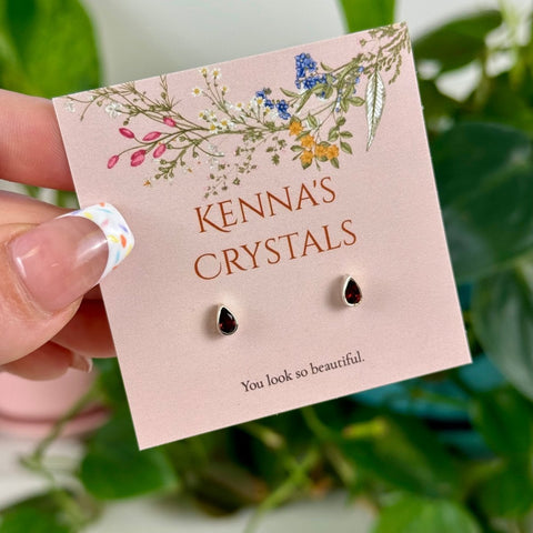 Sterling Silver Garnet Stud Earrings 2 - Kenna's Crystals from TikTok