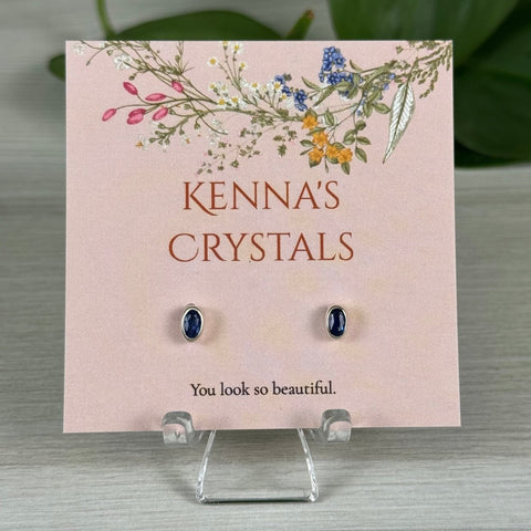 Sterling Silver Kyanite Stud Earrings 1 - Kenna's Crystals from TikTok