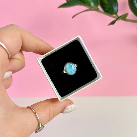 Sterling Silver Larimar Ring - Size 9