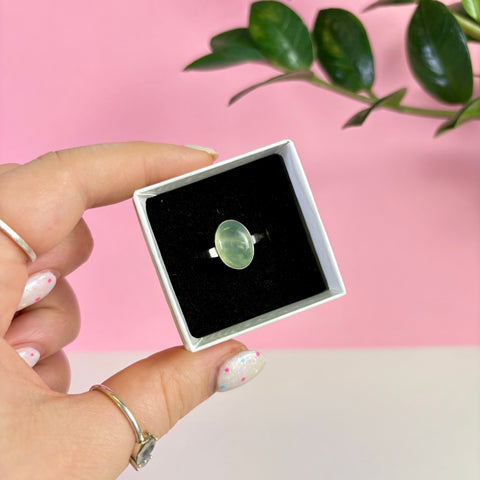 Sterling Silver Prehnite Ring