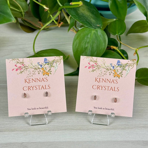 Sterling Silver Rose Quartz Stud Earrings 1 - Kenna's Crystals from TikTok