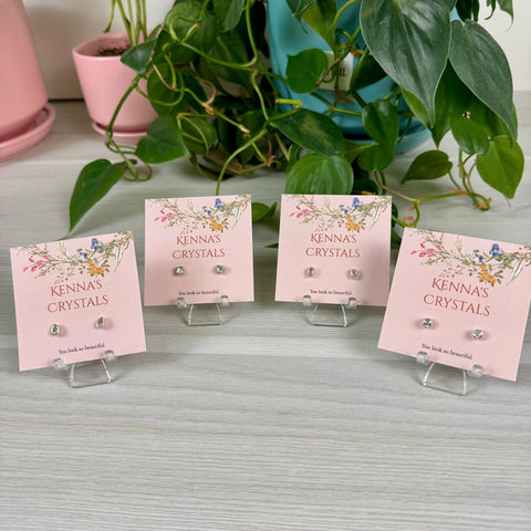 Sterling Silver White Topaz Stud Earrings 1 - Kenna's Crystals from TikTok